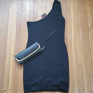 Ladies black ~ stretchy dress ~med~with purse